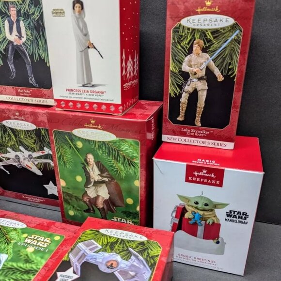 HALLMARK KEEPSAKE Ornament Lot STAR WARS Yoda Solo Obi-Wan Maul Naboo Fett Leia - Picture 4 of 6